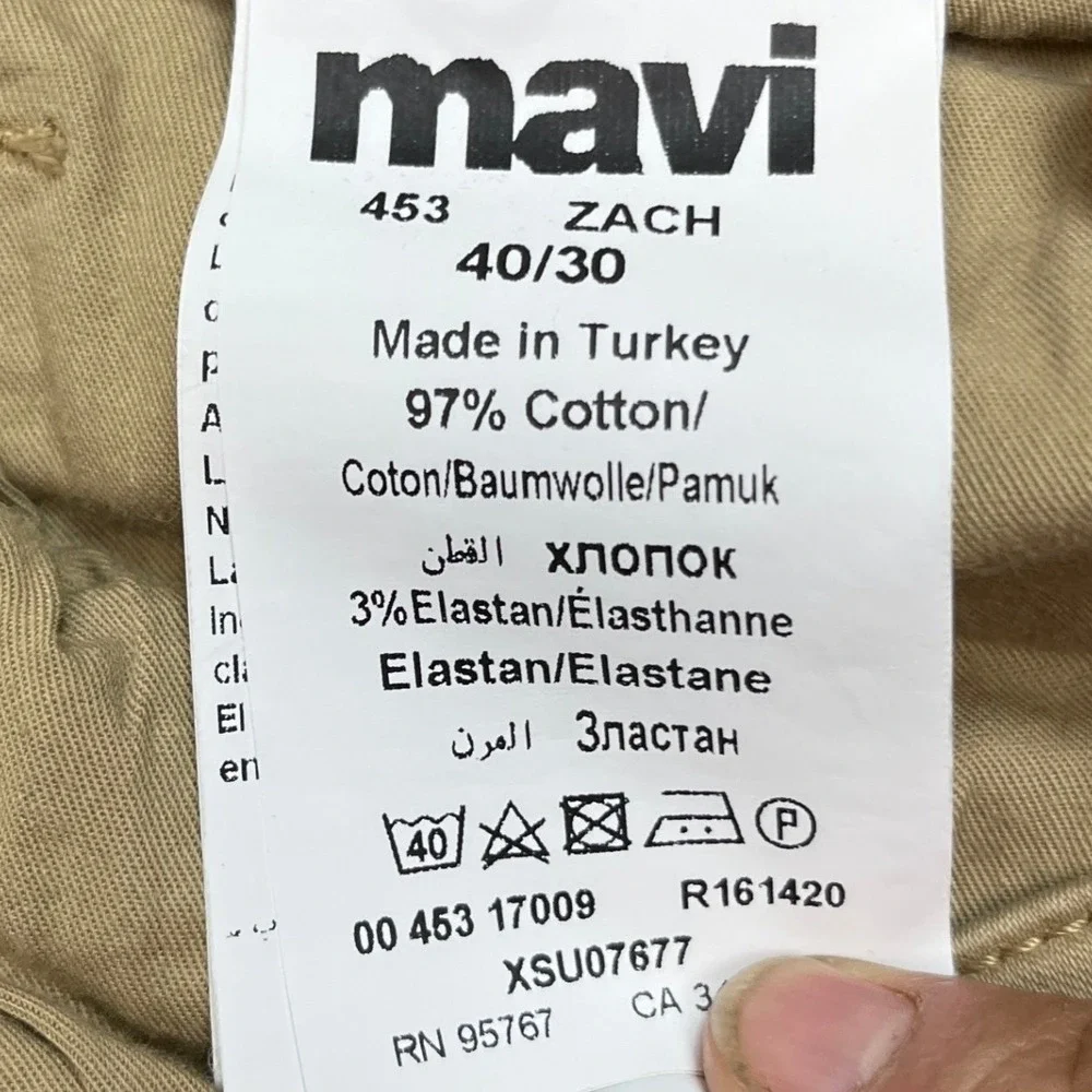 Mavi Zach Pants Mens 40x30‎ Tan Khaki Straight Leg 5 Pocket Stretch Chinos Twill